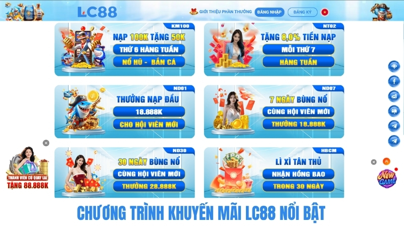 Tổng hợp chương trình khuyến mãi nhà cái LC88 nổi bật nhất 2026